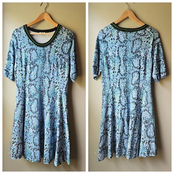 Kenzo Paris Snake Print Fit and Flare Knit Dress Size XL - Picture 1 of 9